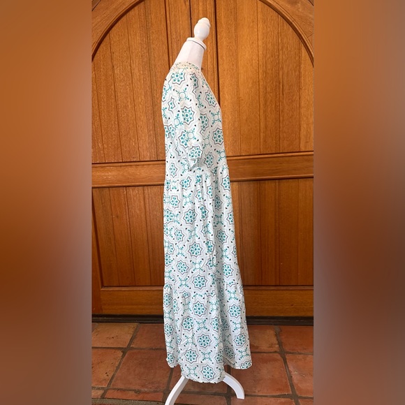 Made with Love NWT large white with geometric designs boho tier maxi dress - Picture 4 of 8